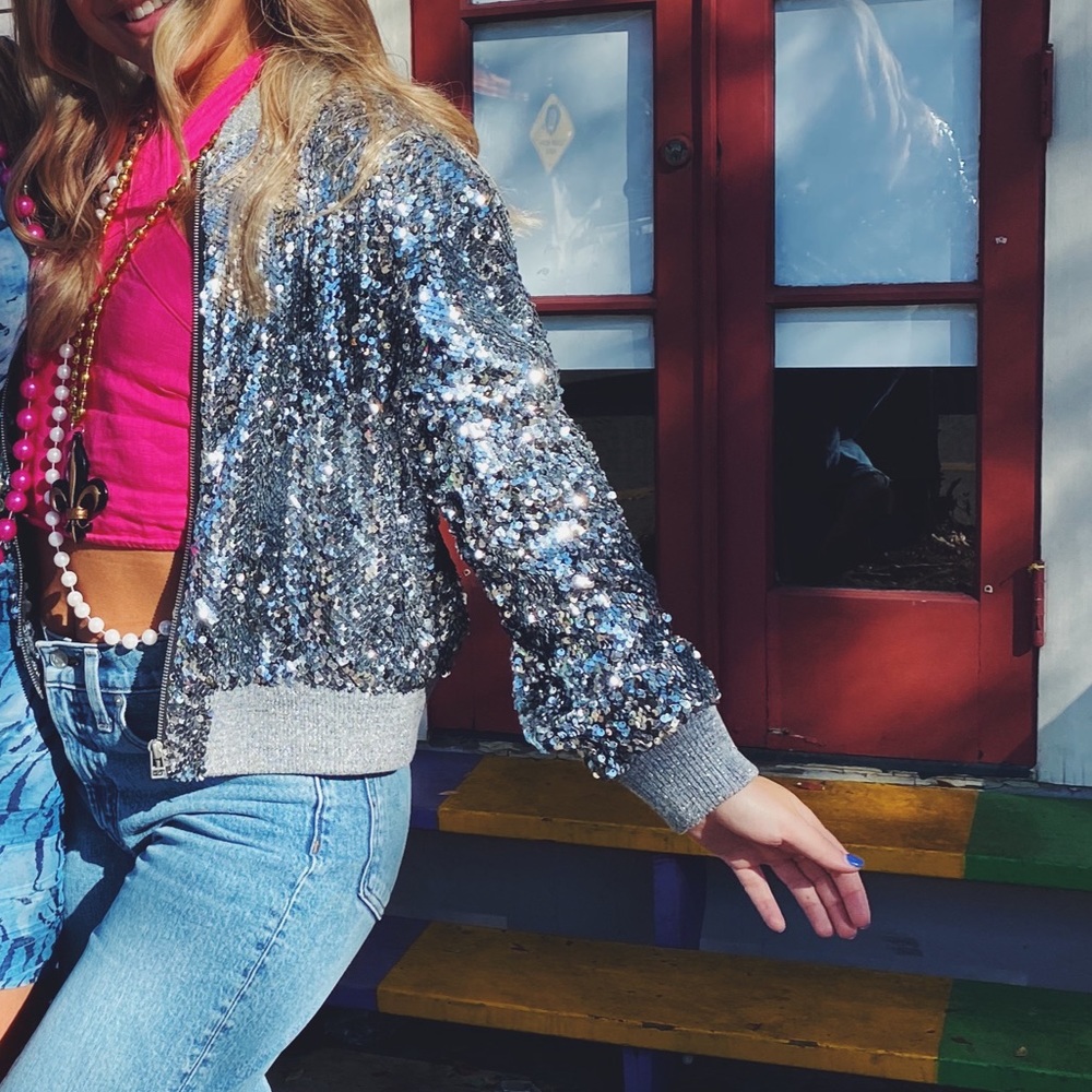 Bagatelle Sequin Bomber Jacket